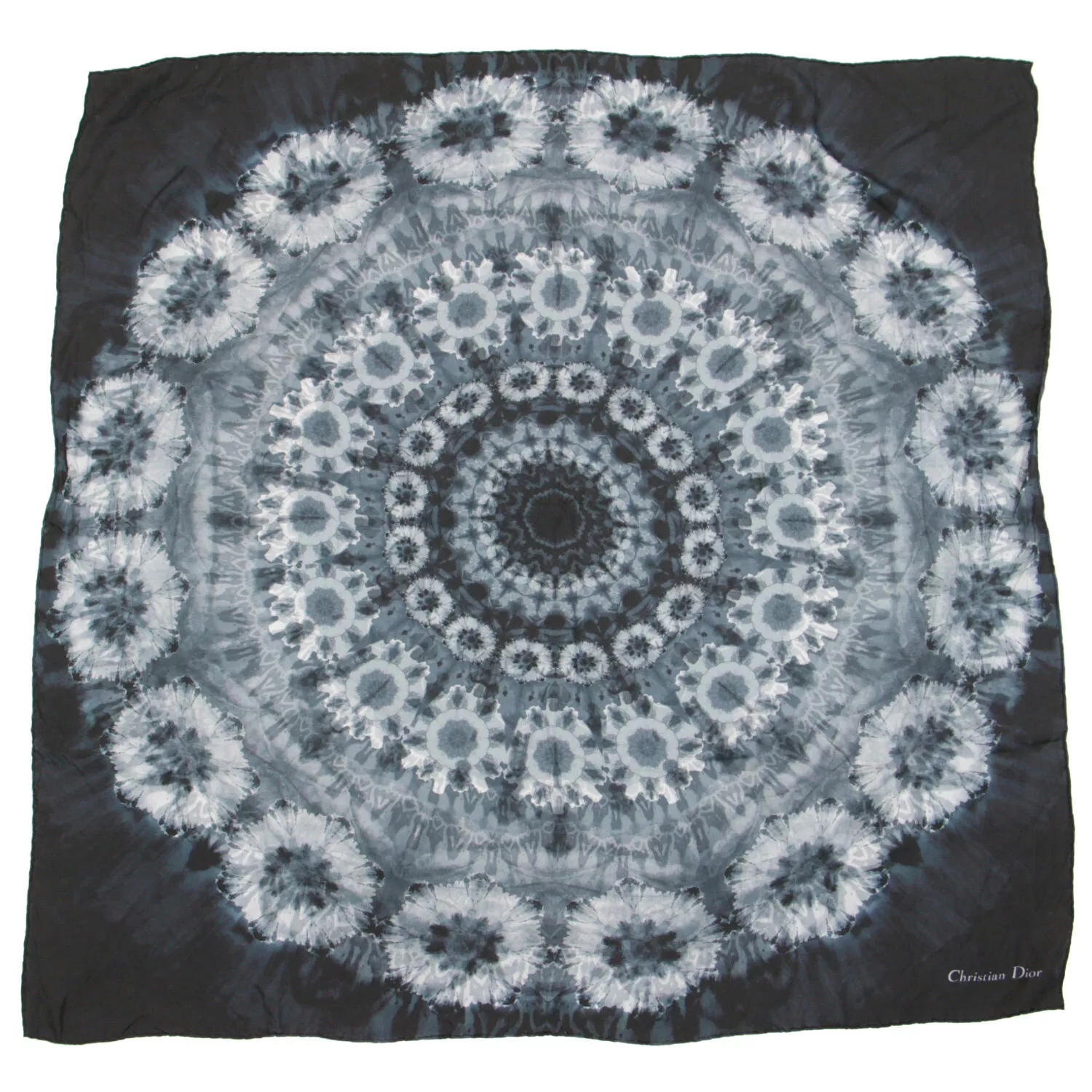 Foulard Christian Dior grande taille motif tie dye marine imprimé intégral élégant simple