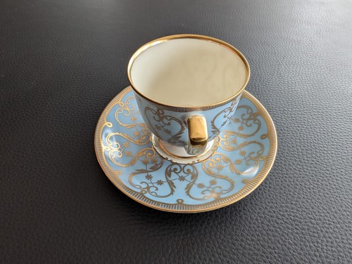 1946-1949 Königlich Tettau US Zone Sammeltasse Gold Mokka Mocca Blau Porzellan - Bild 10 von 24