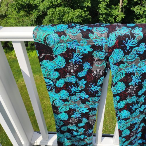 👖NWT Pants Sz 14 Straight Stretch Black/Teal Beads Sequin High Waisted Hippie - Picture 13 of 13