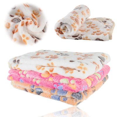 Puppy Blanket for Pet Cushion Dog Cat Bed Soft Warm Sleep Mat Paw Print-3 SIZE