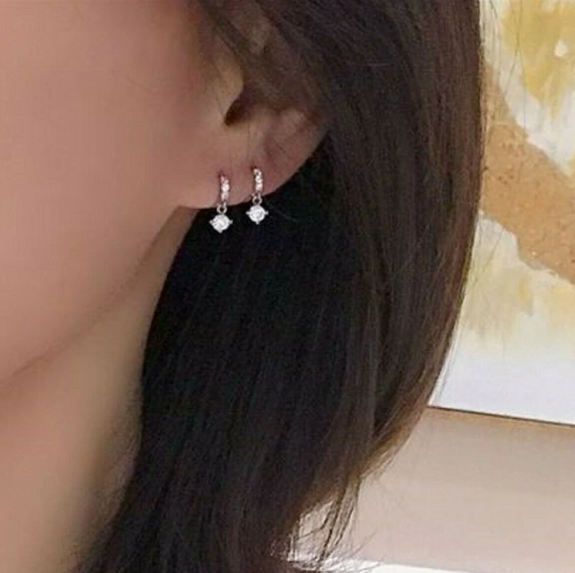 Small hoop earrings with diamond drop deals