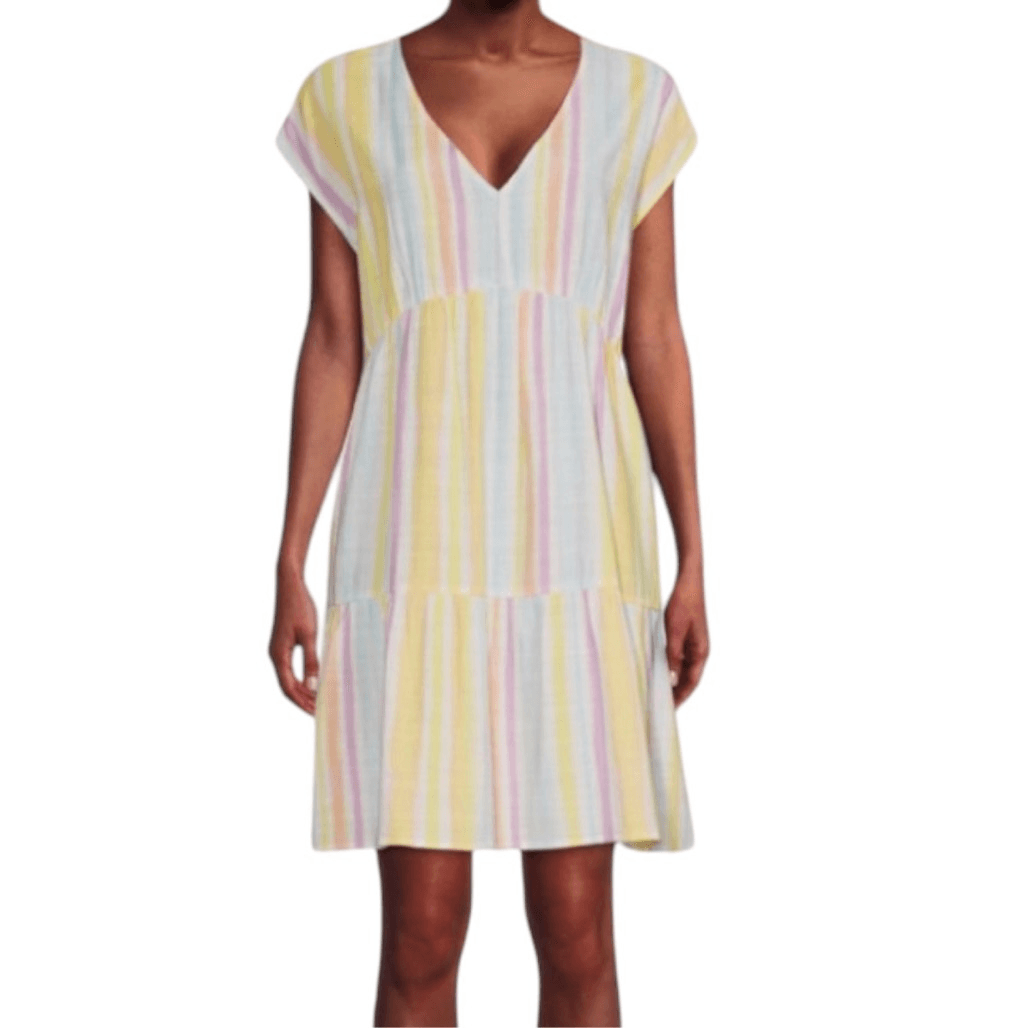 NWT Time & Tru Womens Flounce Hem Woven Print Dress Size XL