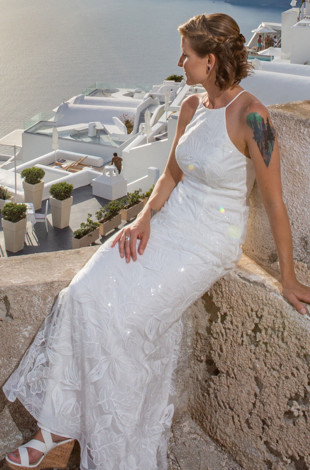 David’s Bridal db Studio halter wedding dress siz… - image 1