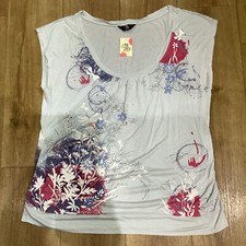 Vintage Mothercare M2b Maternity Ruch Side Scoop Neck Floral Emb Top sz 20 BNWT