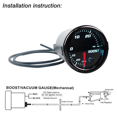2" Turbo Boost Gauge 7 Color Tinted Digital 0-30 PSI Pressure Meter 52mm - Foto 9 di 12