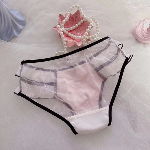 Women Bourgeois Style Sexy Transparent Ruffle Mid-waist Gothic Panties Underwear - Picture 15 of 22