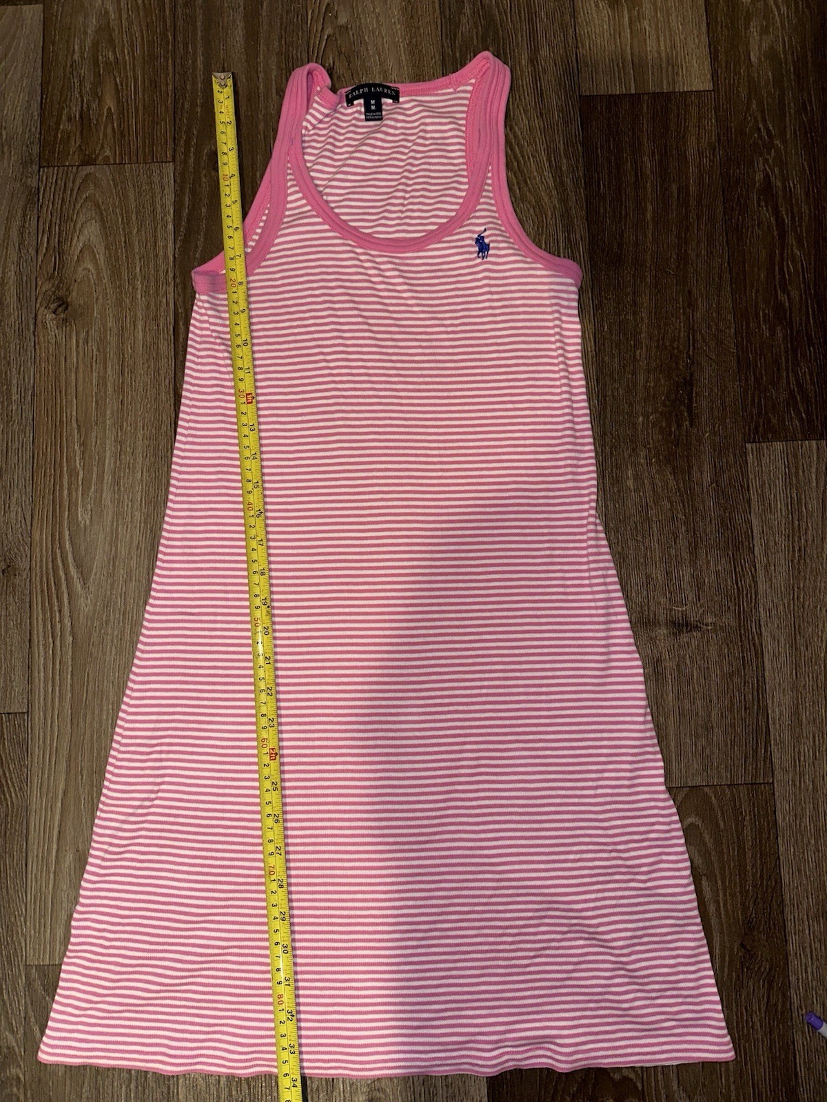 Ralph Lauren Women's Striped White And Pink Tank Top Dress medium