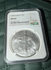 1999 $1 American Silver Eagle NGC MS69 Brown Label Graded Slab *No Reserve*