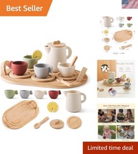 Wooden Tea Party Set for Toddler 3-5,Kids Tea Sets for Little Girls 4-6, 14pc...