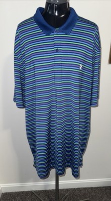 Izod Golf Polo Shirt Men s Blue Multi Stripe XL  Stretch