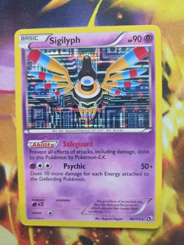 SIGILYPH 66/113 Holo Rare Legendary Treasures Pokemon Moderately Played