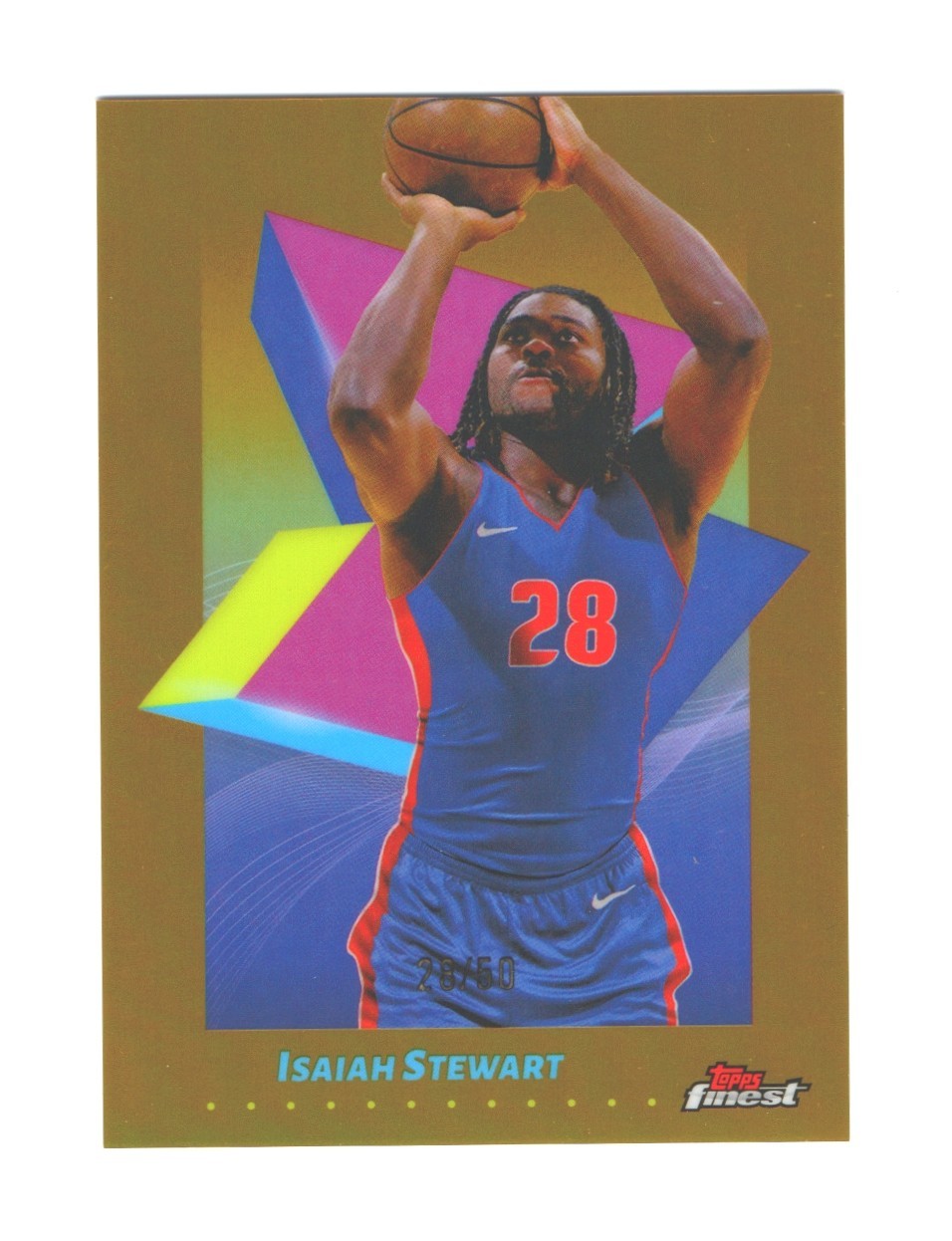 2024-25 Topps Finest Isaiah Stewart #28 Gold Refractor /50