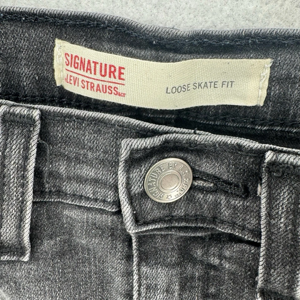 Pantalones Cortos Levi’s Signature Niños 12 Regular Sueltos Calce Patín Negro Denim Y2K Foto 3 de 4