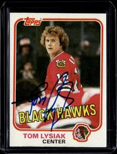 1981-82 TOPPS HOCKEY AUTOGRAPH #71 TOM LYSIAK D. 2016 BLACKHAWKS AUTO NM+ COND