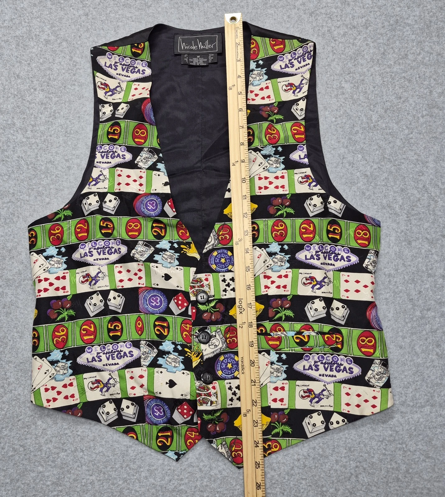 Vintage Nicole Miller Vest Mens Medium Multicolor Silk Las Vegas 1994 Casino - product detail image 8