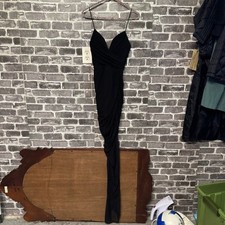 Nookie Moscow gown Sheer Overlay Black Dress mesh high thigh slit SIZE XS XSMALL