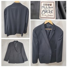 Jos A Bank 1905 Slim Fit Blazer Men's 48R Black Wool Double Vent Sport Coat