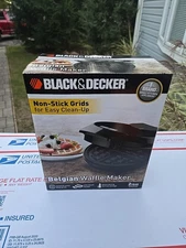 New Black & Decker Non Stick Black Belgian Waffle Maker non stick space saving 