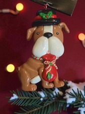 Christmas Shoppe Clay Bulldog Dog Collectible Christmas Ornament 2024