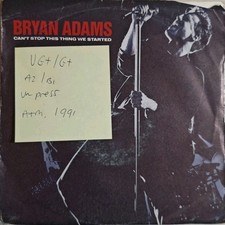 Bryan Adams Can't Stop This Thing We Started Vinyl Record 7" VG+/G+ AM812 1991
