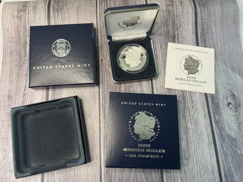 US Mint 2024 Morgan Proof Silver Dollar San Francisco Complete with Box & COA
