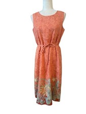 Tommy Bahama Womens Peach Silk Hawaiian Print Dress Size M Vintage Y2k