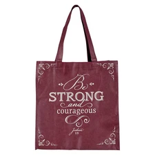 Reusable Fashion Shopping Tote Bag for Women: Be Strong and Courageous - Joshua