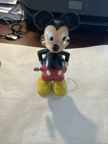 7” Wind Up Mickey Mouse Toy Spinning Tail 1950s Marx Toys Works Pre Owned