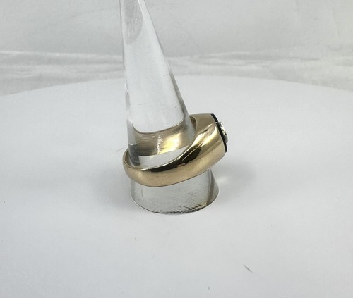 Vintage 10K Yellow Gold Onyx & Diamond Ring 5.4dwt (I-64820) - Picture 4 of 5