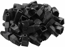RJ45 Strain Relief Boot Black Cat5e/Cat6 End Cap Ethernet Cable Plug Cover LOT