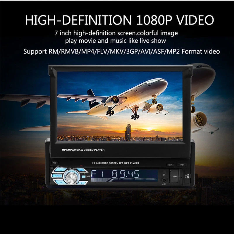 Autoradio 7" Touchscreen Bildschirm Bluetooth TF USB 1DIN Radio MP5 MP3 + Kamera - Bild 4 von 4