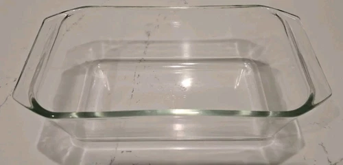 VTG PYREX 215-B Loaf Bread Pan Clear Borosilicate Glass 9x5x3" Angular Handles