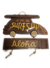 Surf's Up, Aloha Woody Car Sign 10 in - Surf Decor dpt508525
