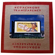 Kodachrome Red Border Slide | *1949* LANGENDORF BREAD BING CROSBY Billboard Sign