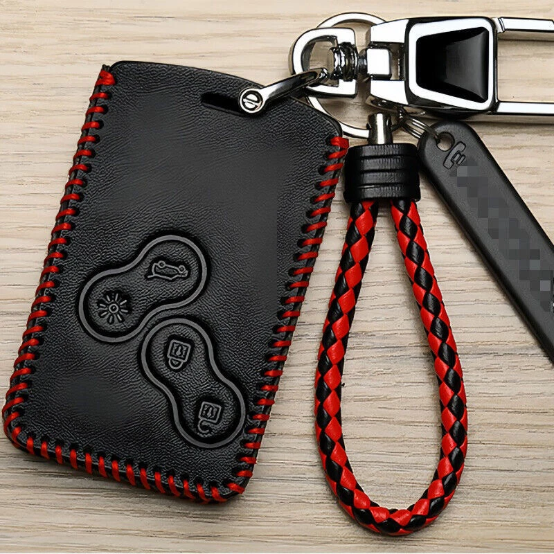 Funda de cuero para llave de coche Renault Megane Clio Scenic Duster Twingo Laguna Foto 3 de 4
