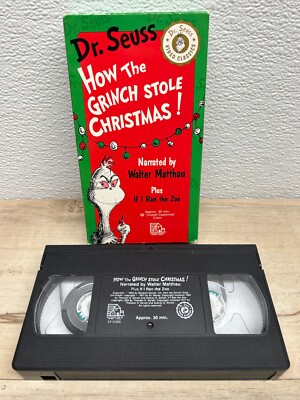 Vtg 1957 How The Grinch Stole Christmas VHS Story Book By Dr. Seuss Classics
