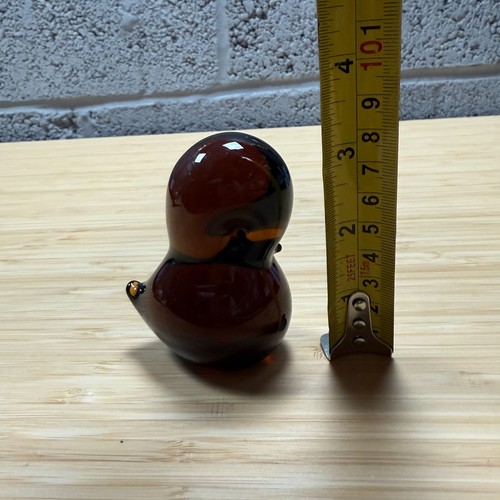 De colección F M Konstglas RONNEBY Suecia Arte Vidrio Lindo Pájaro Ámbar Marrón - Imagen 10 de 11