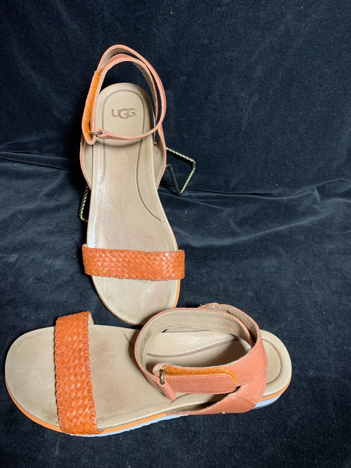 UGG AUSTRALIA LADDIE FIRE OPAL ANKLE STRAP LEATHER SANDALS SIZE 7.5 US WOMENS