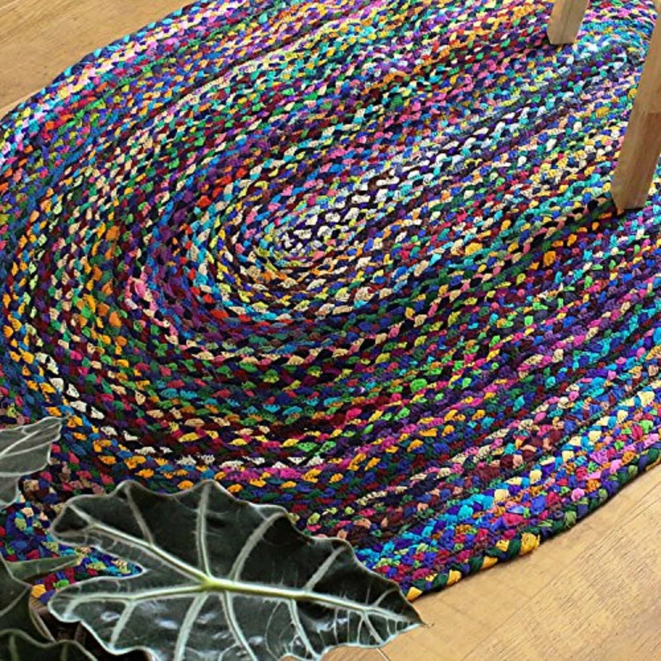 Oval Rug 100% Cotton  Braided Area Rug Modern floor Home Living Room Carpet - Image 4 of 4