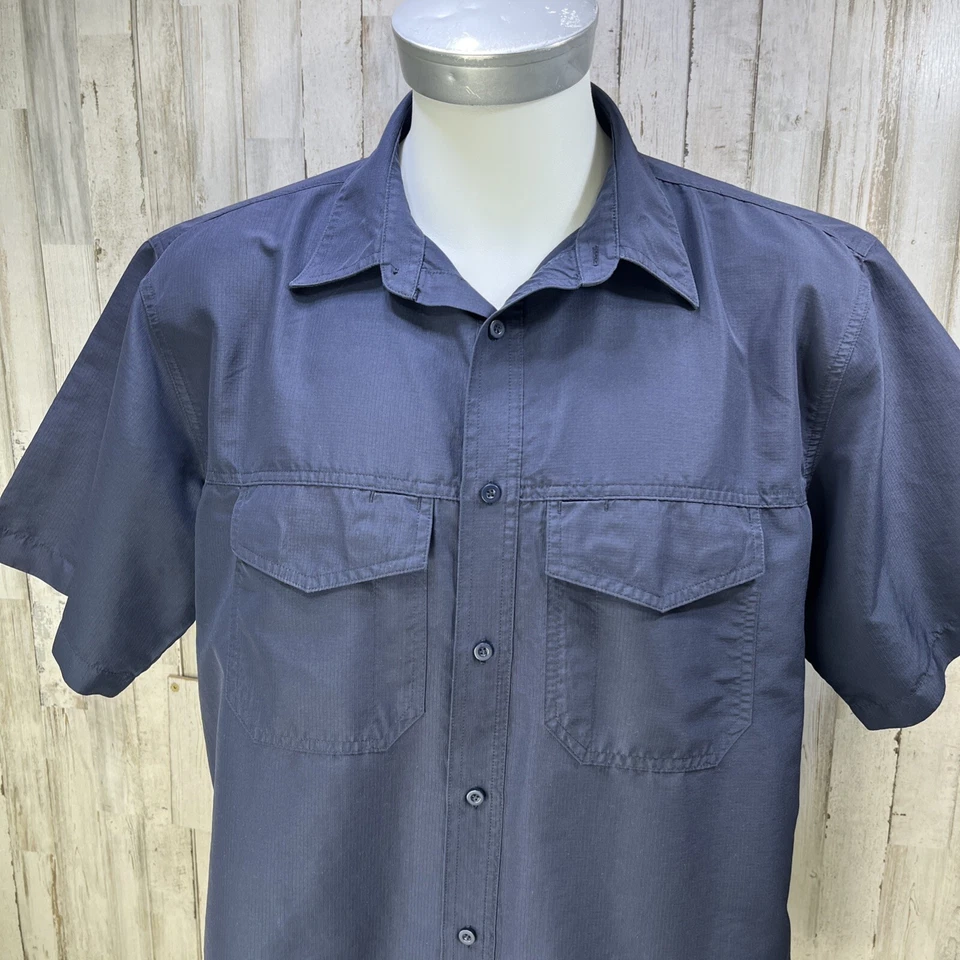 Camisa azul ventilada con botones manga corta Harrington para hombre talla XL      Bn11 Foto 4 de 4
