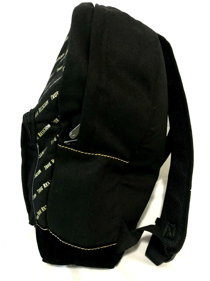 Mochila True Religion negra con logotipo dorado nueva con etiquetas Foto 2 de 3