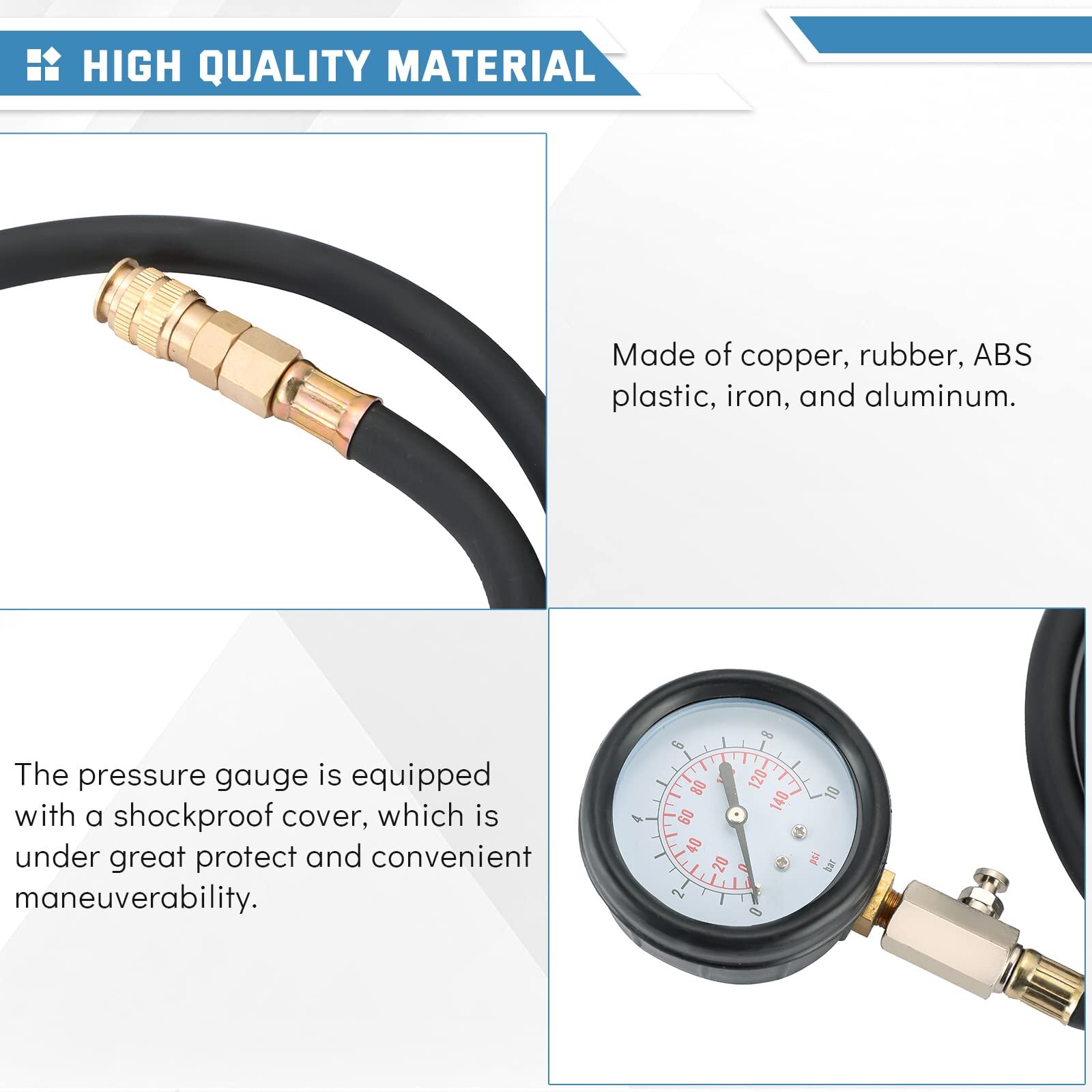 ATPEAM Oil Pressure Tester Kit | 0-140 PSI Oil Pressure Gauge Tool For Engine