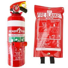 Fire Emergency Kit 1kg Fire Extinguisher + Fire Blanket 1 x 1m Home ABE Office
