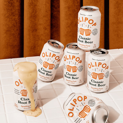 OLIPOP Prebiotic Soda, Classic Root Beer, 12 fl oz, 12 Pack, Refrigerated New