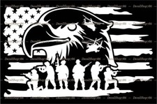 US Flag  US Military III - Car/SUV/Truck Vinyl Die-Cut Peel N' Stick Decals