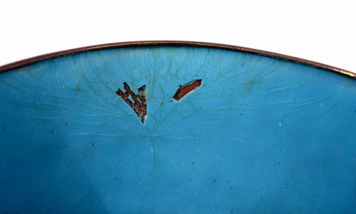 Bol chinois émaillé cloisonné années 30 5 couleurs drapeaux chinois - Photo 8 sur 8