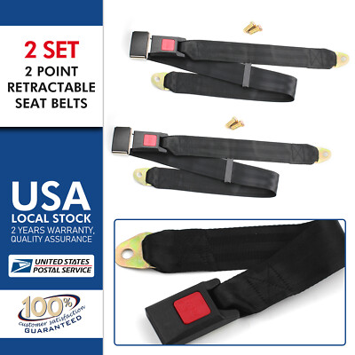 Universal 2 Point Retractable Car Seat Belt Bolt Automatic Safety Strap Buckle