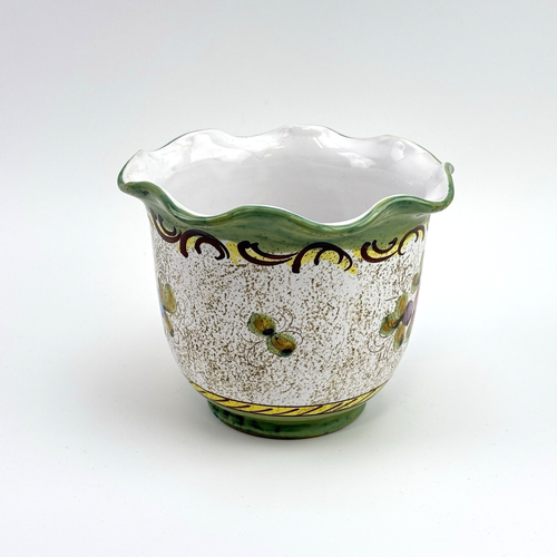 VTG Deruta Keramik Übertopf | Blumenmotiv | Handbemalt | Italien | Ø14cm - Picture 7 of 10