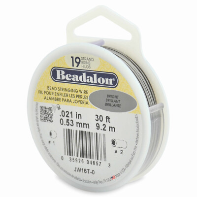 (1,74 /m) BEADALON  Bead Stringing Wire / Fädeldraht: 19 Stränge / 0,53mm / 9,2m