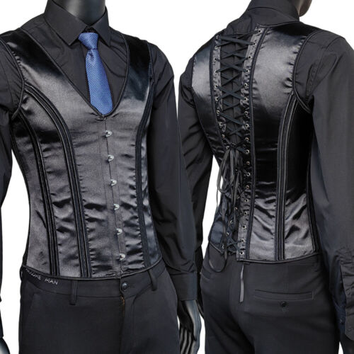 Corset Vest Medieval Dress Waistcoat Lace Up Bones Tight Tops Wedding Stage - Picture 8 of 21